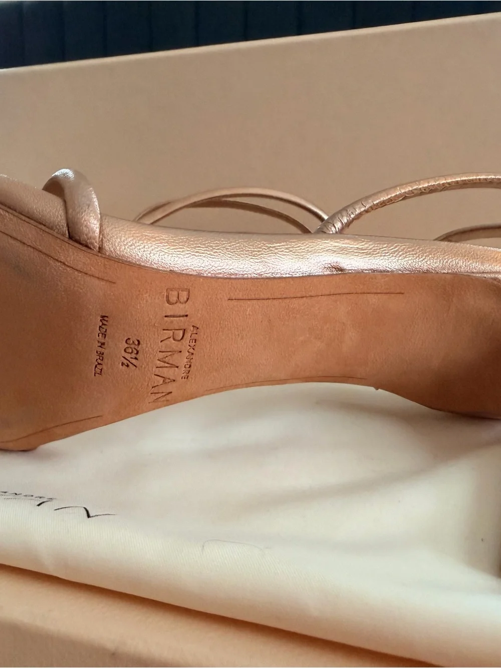 Alexandre Birman Rose Gold/Bronze Iridescent Strappy Stiletto Sandals